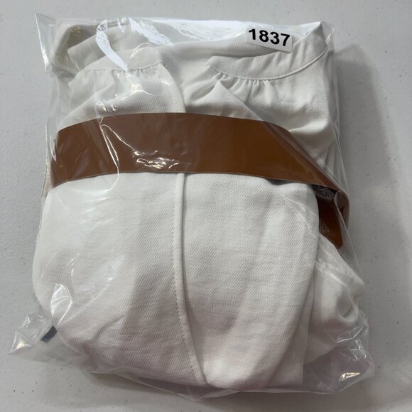 ZARA White Belted Ruffle Hem Midi Dress Women’s Size L NWT - Picture 11 of 11